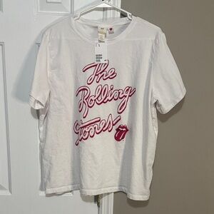 H&M Women’s White Tee with Red Graphic The Rolling Stones NWT